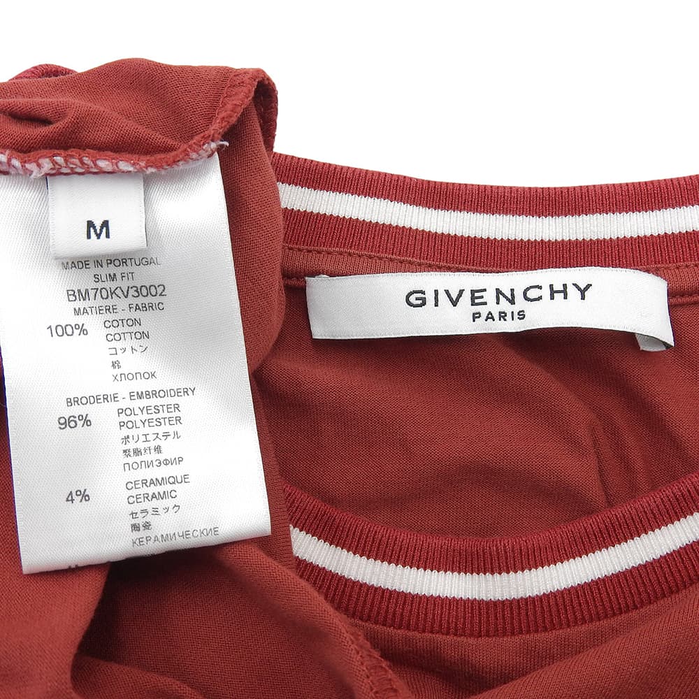 GIVENCHY ジバンシィ 4GコントラストスリムロゴTシャツ トップス メンズ レッド M BM70KV3002 トップス