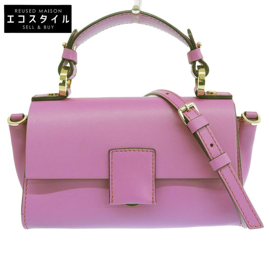 美品 レザー 2WAY ミニハンド/ショルダーバッグ ハンドバッグ レディース パープル系 ハンドバッグ レディース