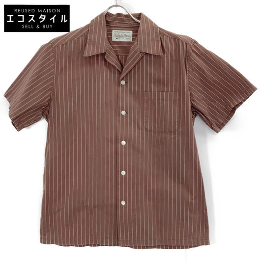 WACKO MARIA 20SS Brown PINSTRIPE OPEN COLLAR SHIRT Tops