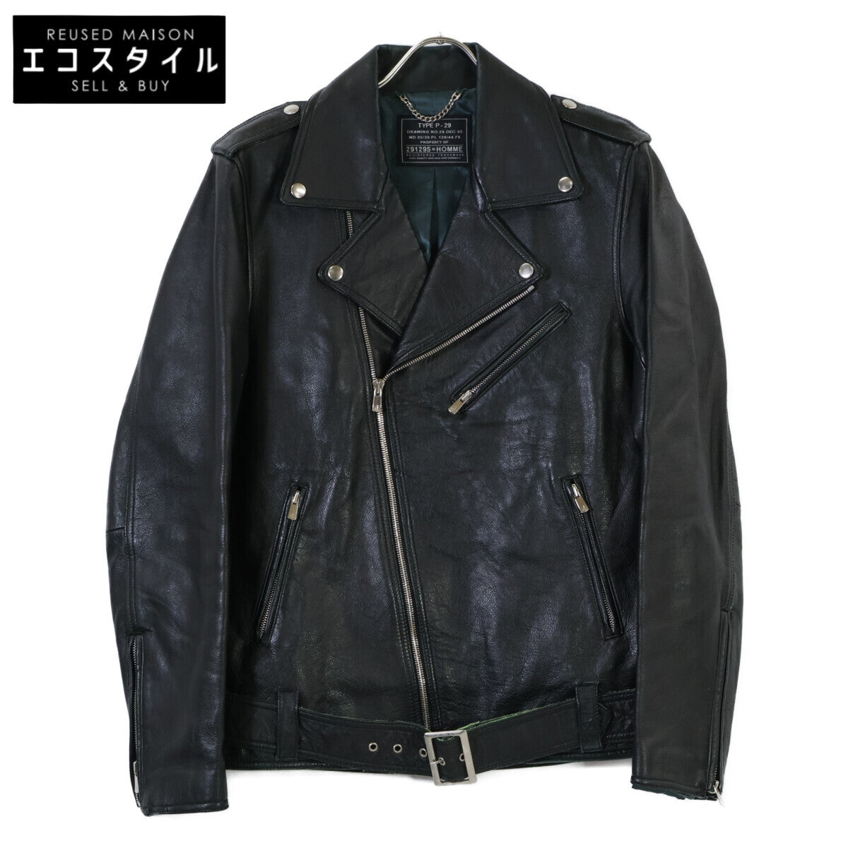 BLACK COWHIDE TYPE P-29 DOUBLE RIDERS JACKET Jacket 2 Men's