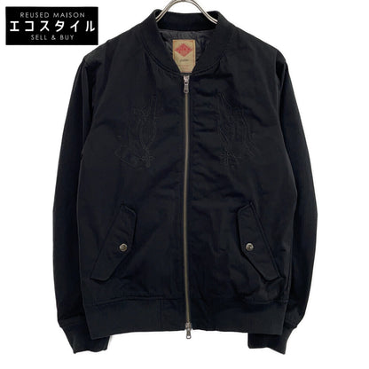 561-0801 Black Nylon Virgin Mary Embroidered Blouson Jacket 2 Men's
