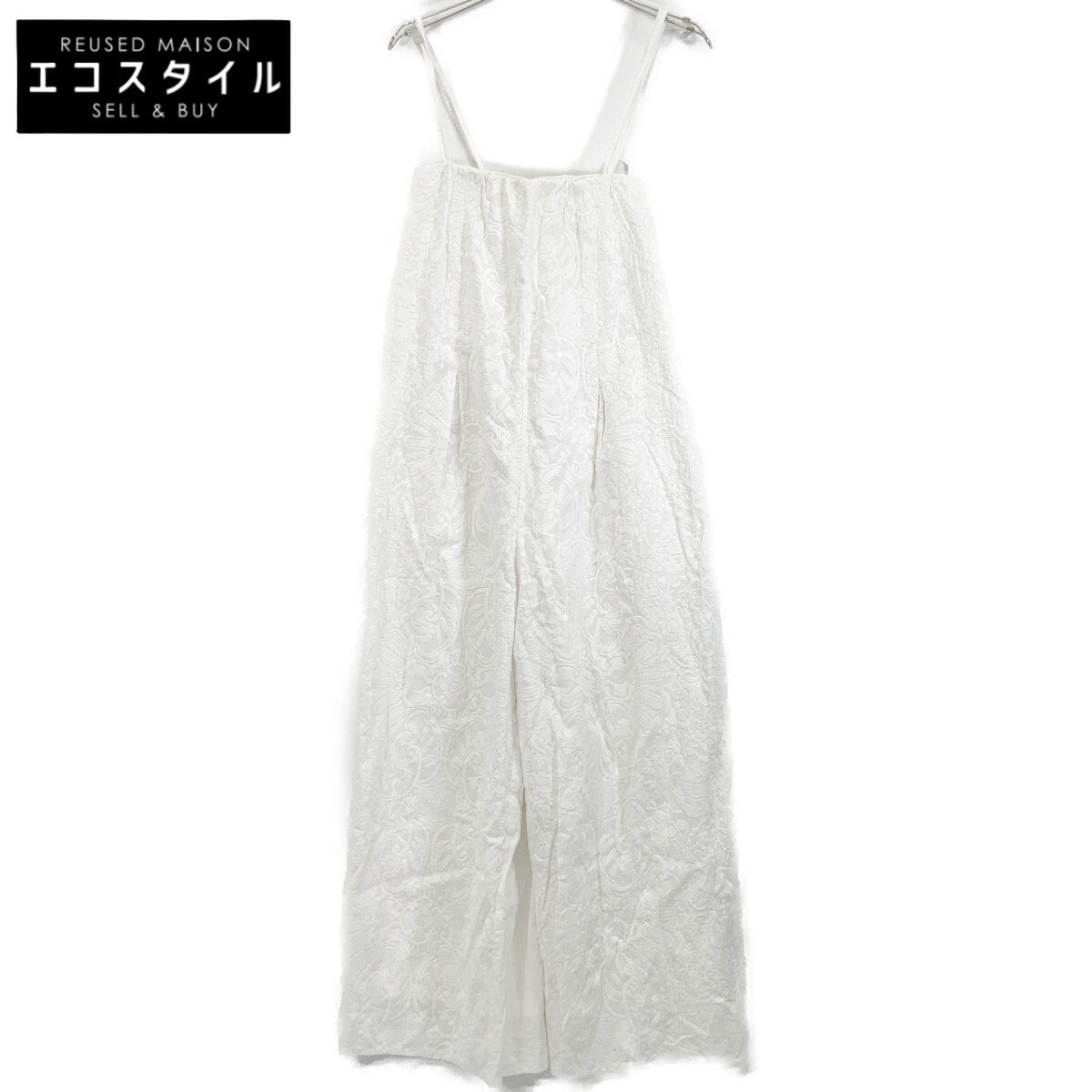 SFNO663 White Cotton Embroidered All-in-one Overalls for Women