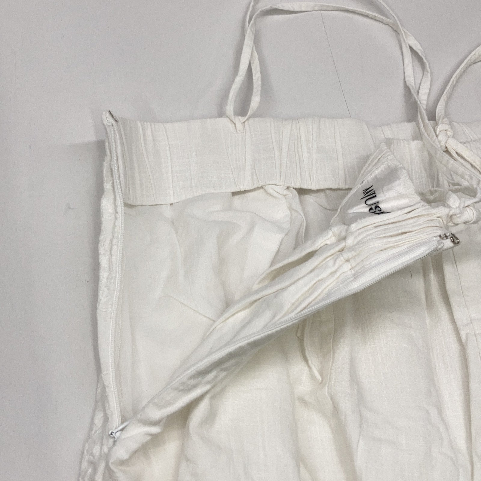 SFNO663 White Cotton Embroidered All-in-one Overalls for Women
