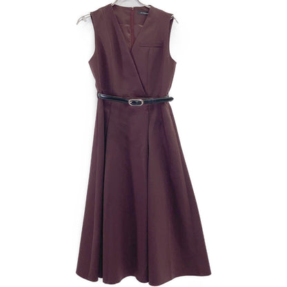 Bordeaux Belted Jumper Skirt Dress 36 Ladies