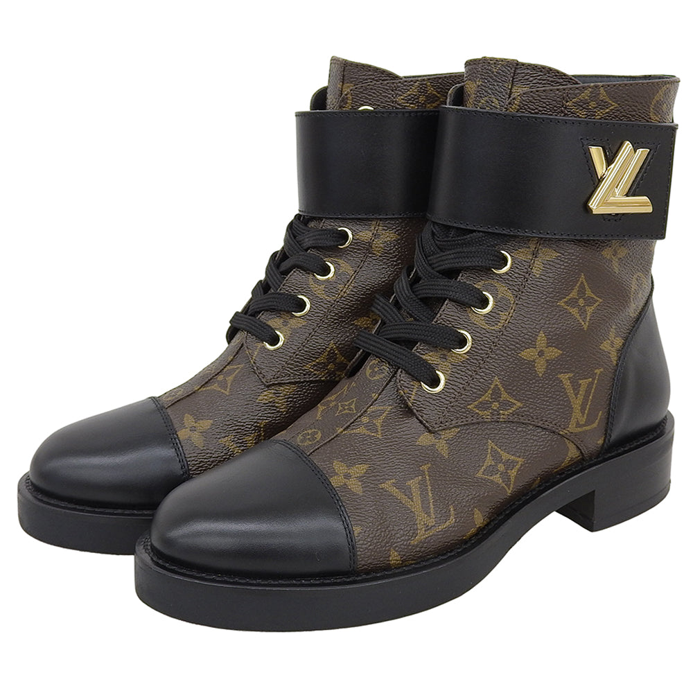LOUIS VUITTON ルイヴィトン モノグラム ワンダーランド・ライン アンクルブーツ シューズ レディース ブラウン/ブラック 37 1/2 M 1A2Q30 シューズ 37 1/2 M