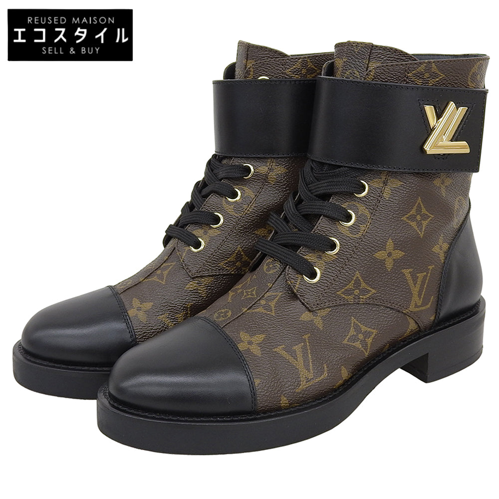 LOUIS VUITTON ルイヴィトン モノグラム ワンダーランド・ライン アンクルブーツ シューズ レディース ブラウン/ブラック 37 1/2 M 1A2Q30 シューズ 37 1/2 M