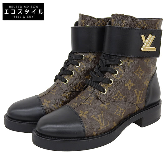 LOUIS VUITTON ルイヴィトン モノグラム ワンダーランド・ライン アンクルブーツ シューズ レディース ブラウン/ブラック 37 1/2 M 1A2Q30 シューズ 37 1/2 M