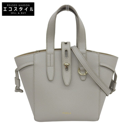 FURLA フルラ 美品 NET MINI TOTE 2WAYショルダーバッグ ハンドバッグ レディース レザー グレー ハンドバッグ