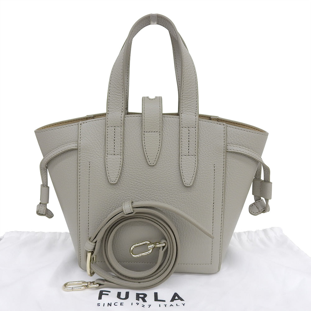 FURLA フルラ 美品 NET MINI TOTE 2WAYショルダーバッグ ハンドバッグ レディース レザー グレー ハンドバッグ