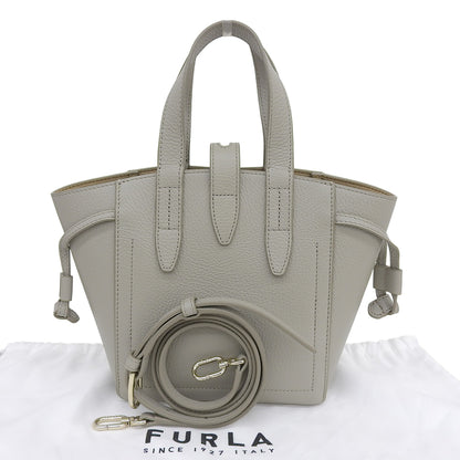 FURLA フルラ 美品 NET MINI TOTE 2WAYショルダーバッグ ハンドバッグ レディース レザー グレー ハンドバッグ