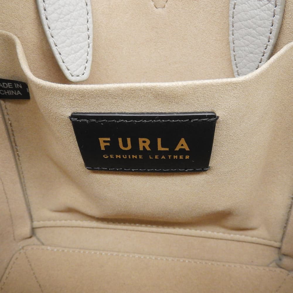 FURLA フルラ 美品 NET MINI TOTE 2WAYショルダーバッグ ハンドバッグ レディース レザー グレー ハンドバッグ