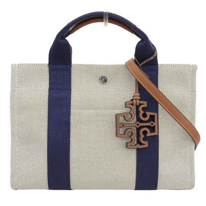 Tory Burch トリーバーチ 美品 キャンバス スモール トートバッグ ハンドバッグ レディース ベージュ ハンドバッグ