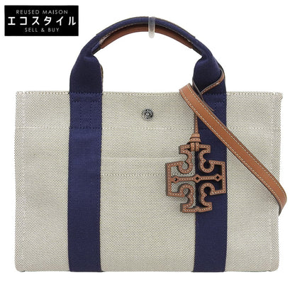 Tory Burch トリーバーチ 美品 キャンバス スモール トートバッグ ハンドバッグ レディース ベージュ ハンドバッグ