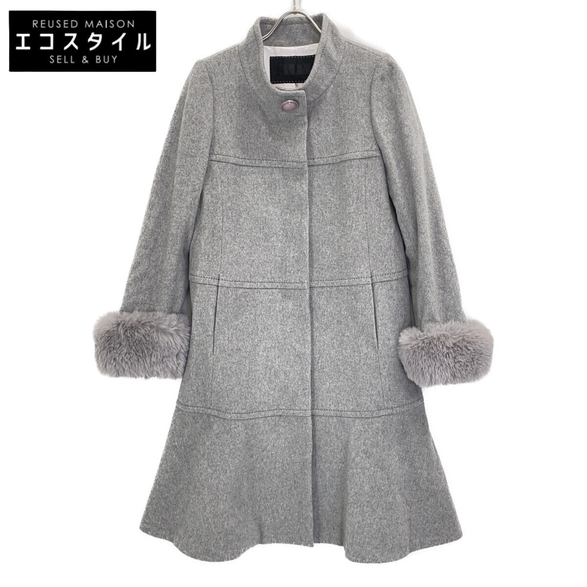 W5B02434 Wool Beaver Standaway Collar Coat 40 Ladies