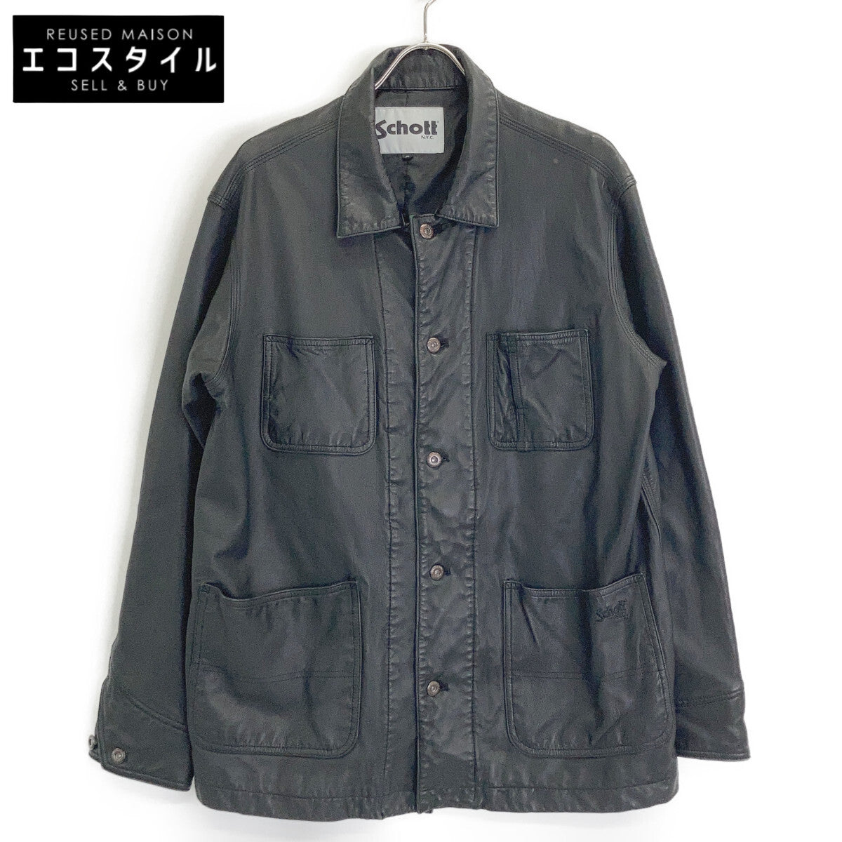 schott ショット 311050 ブラック LAMB LEATHER カバーオール ジャケット ジャケット