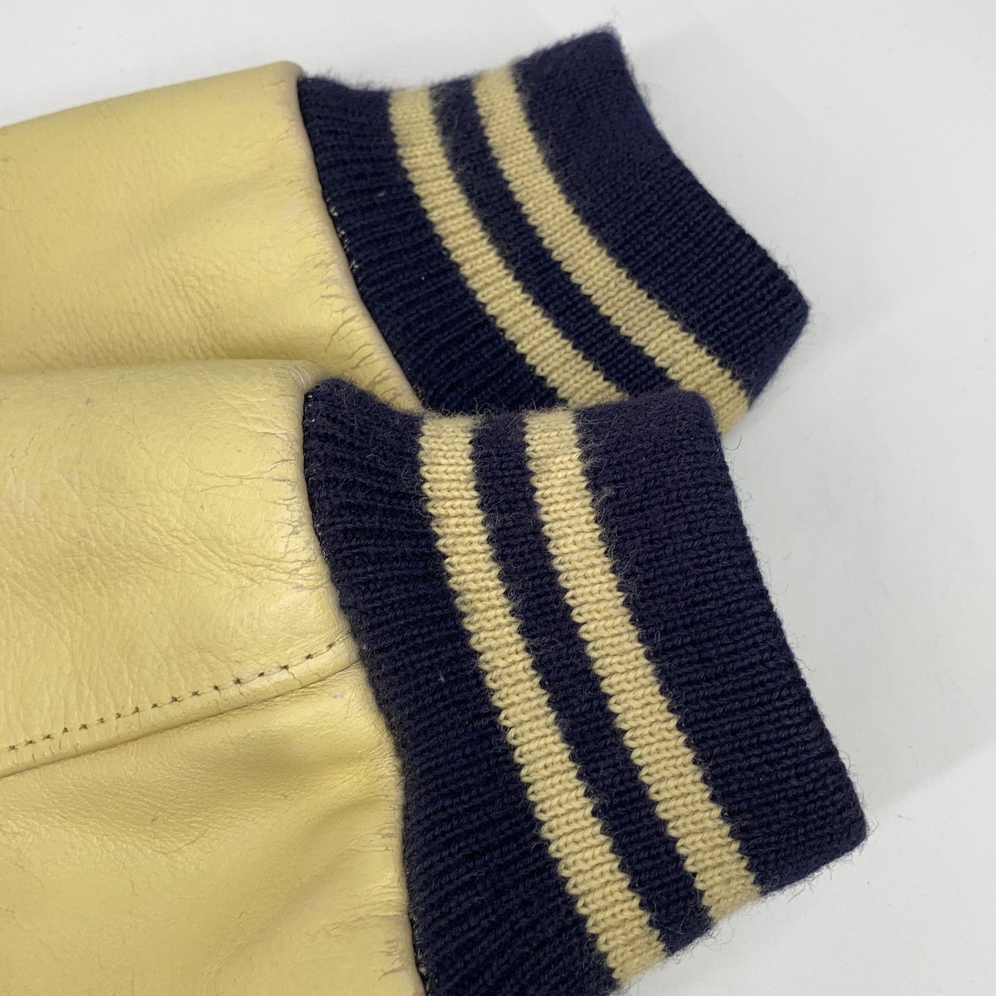 VAN JACKET ヴァン夹克 80-90年代 米色×海军蓝 美式足球夹克