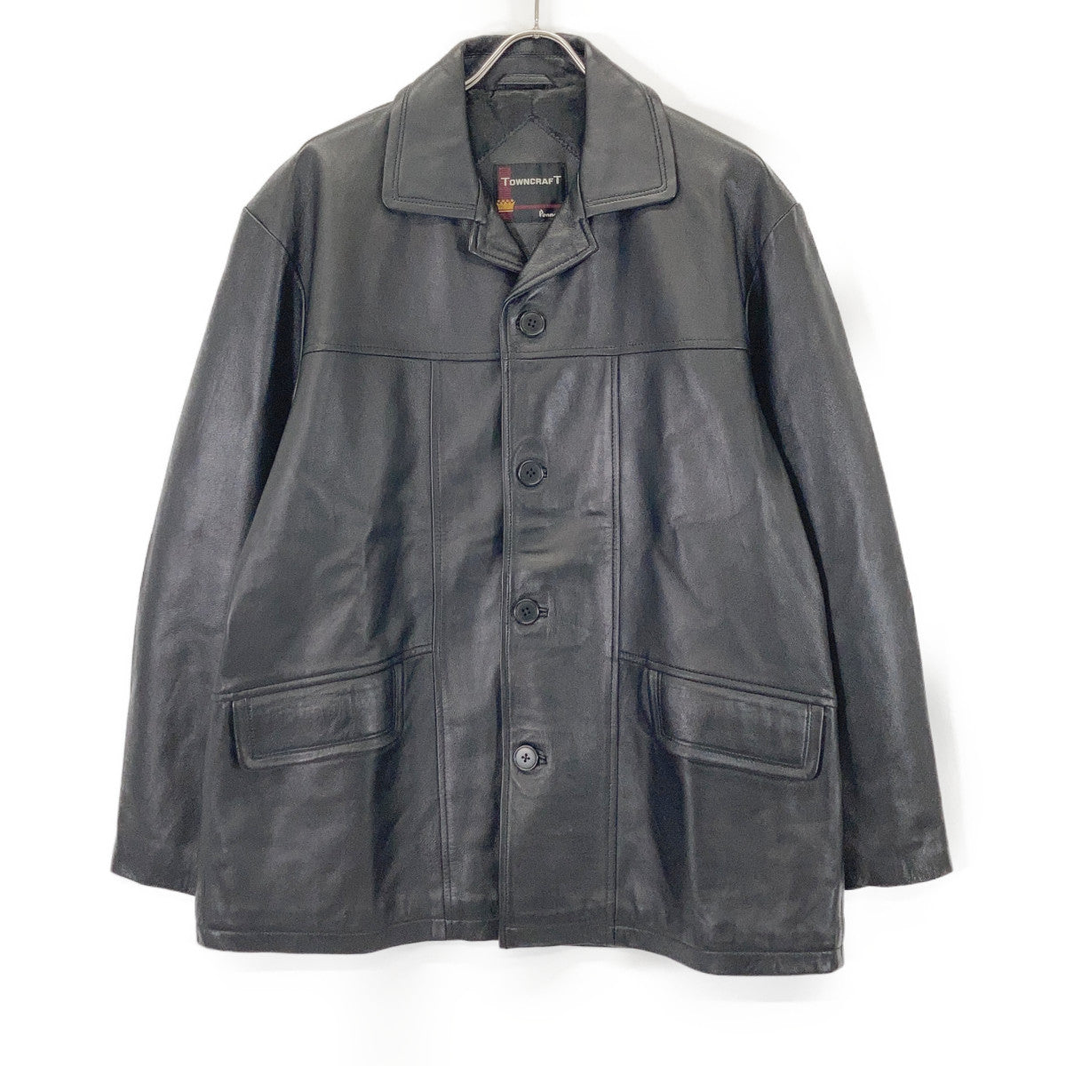Black Lambskin Car Coat L Men's