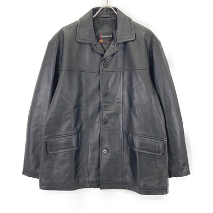 Black Lambskin Car Coat L Men's