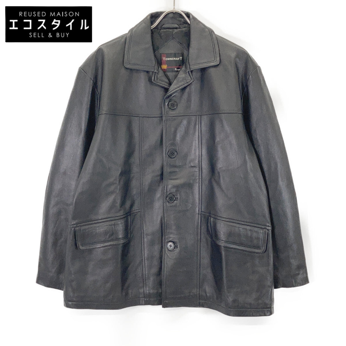 Black Lambskin Car Coat L Men's
