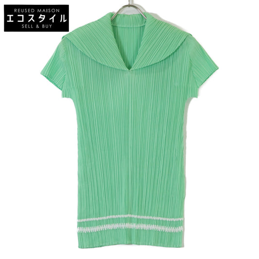 PLEATS PLEASE プリーツプリーズ PP61ーJK732 グリーン セーラーカラー チュニック プリーツ カットソー トップス