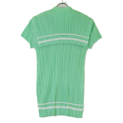 PLEATS PLEASE PP61-JK732 Green Sailor Collar Tunic Pleated Cut-and-Sew Top