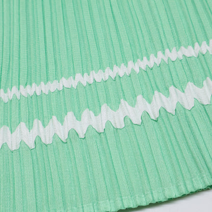PLEATS PLEASE PP61-JK732 Green Sailor Collar Tunic Pleated Cut-and-Sew Top