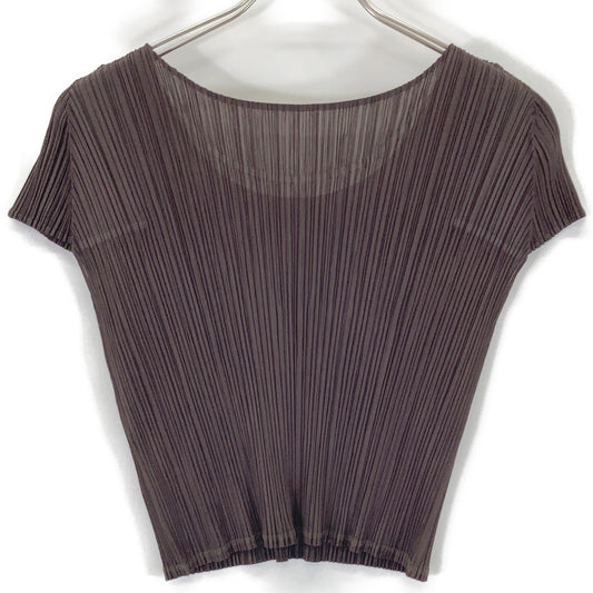 PLEATS PLEASE PP41-JK672 Brown Pleated Cut-and-Sew Top