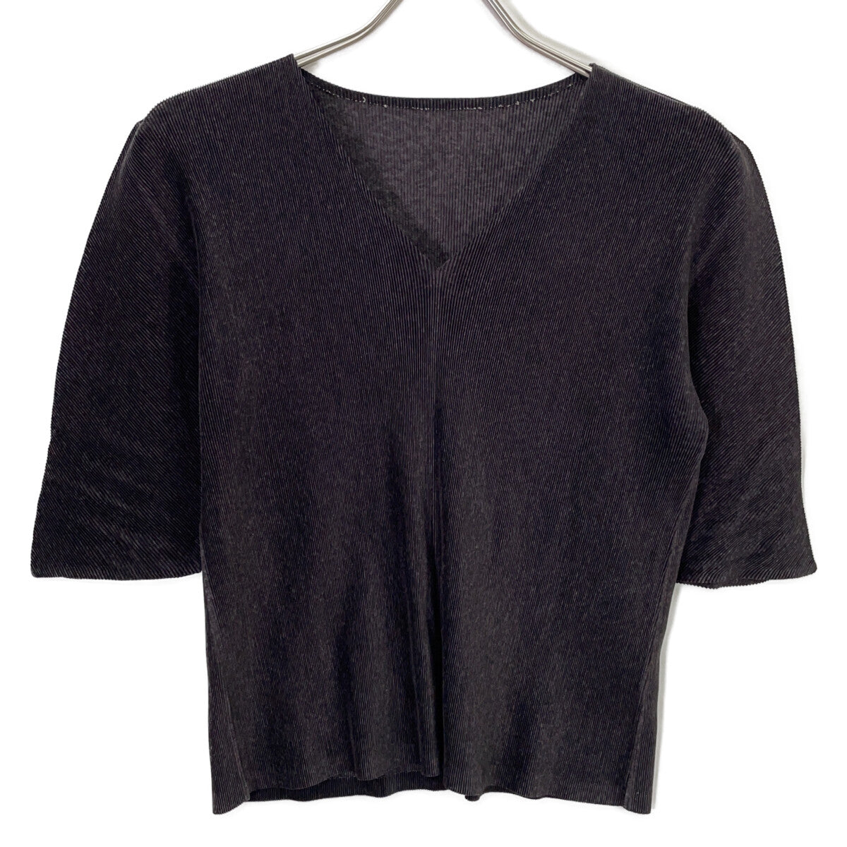 PLEATS PLEASE PP02-FK117 Black Pleated Short Sleeve Cut and Sew Top 3