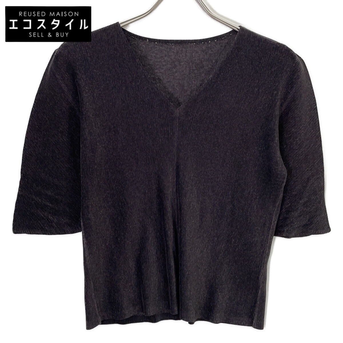 PLEATS PLEASE PP02-FK117 Black Pleated Short Sleeve Cut and Sew Top 3