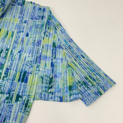 PLEATS PLEASE PP12-JJ372 Blue All-over Pattern Pleated Shirt Top