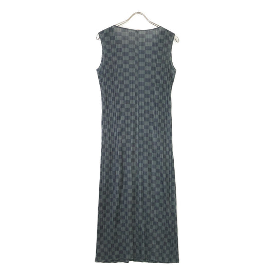 PLEATS PLEASE PP31-JH966 Gray Block Print Pleated Dress