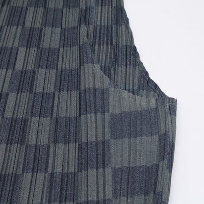 PLEATS PLEASE PP31-JH966 Gray Block Print Pleated Dress