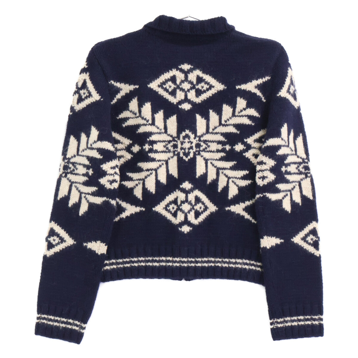 Navy Nordic Zip-Up Knit Top M Women's
