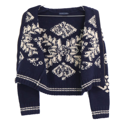 Navy Nordic Zip-Up Knit Top M Women's