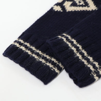 Navy Nordic Zip-Up Knit Top M Women's