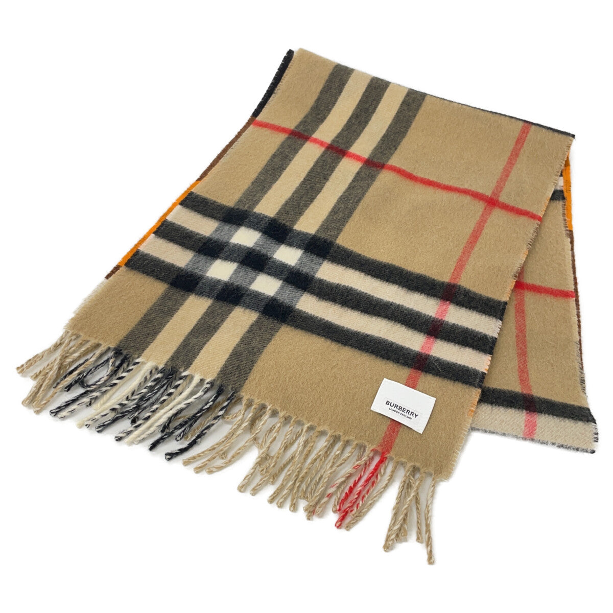 BURBERRY バーバリー チェック リバーシブル フリンジ マフラー