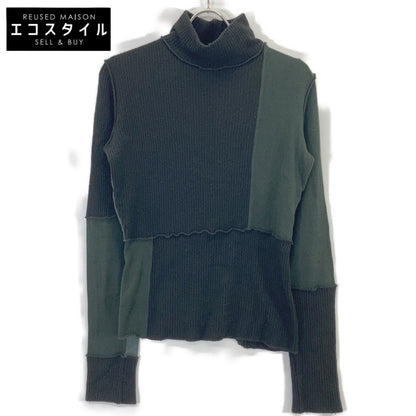 MM6 Maison Margiela Black x Khaki Color Block Turtleneck Knit Top