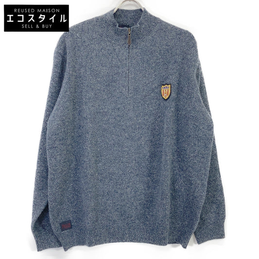 GRAY WOOL EMBLEM HALF-ZIP KNIT TOP LL Men's
