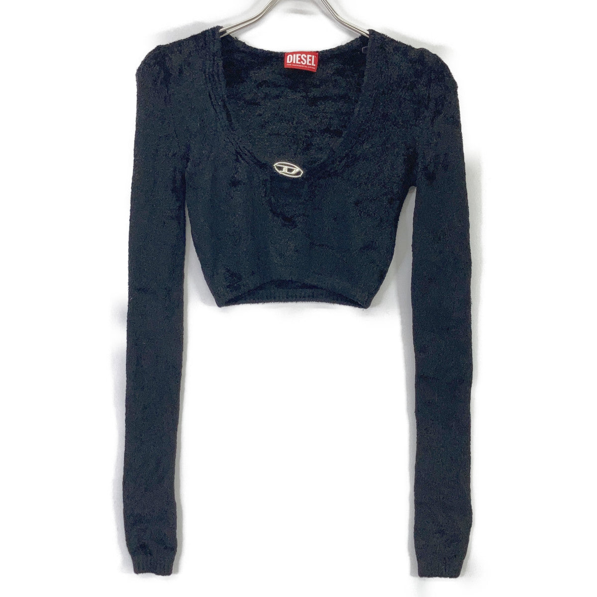 DIESEL ディーゼル A12411 ブラック M-CHERYL クロップドニットセーター トップス トップス