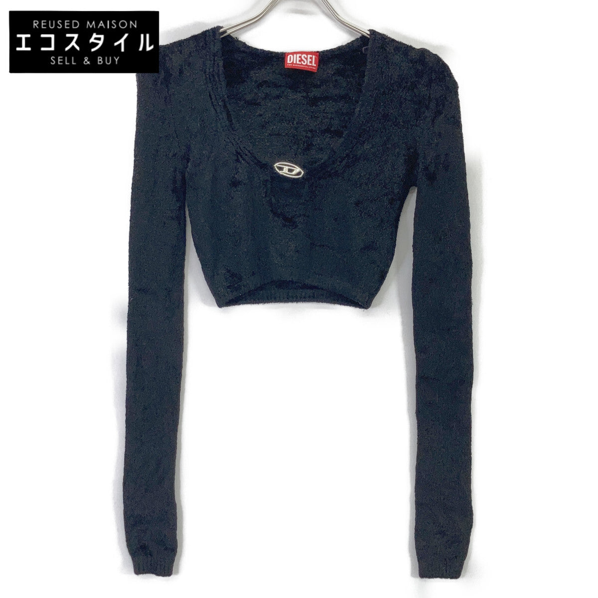 DIESEL ディーゼル A12411 ブラック M-CHERYL クロップドニットセーター トップス トップス