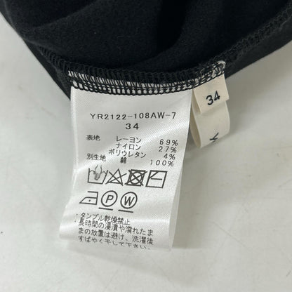 yori ヨリ YR2122-108AW-7 ﾌﾞﾗｯｸ ｽﾄﾚｯﾁ ﾌﾛﾝﾄｽﾘｯﾄﾞ ﾊﾟﾝﾂ ボトムス 34