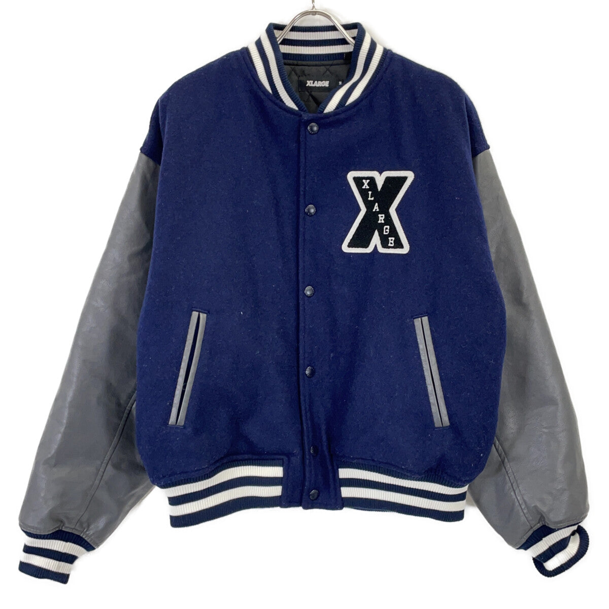 XLARGE エクストララージ 101214021004 海军蓝 羊毛 棒球夹克 M