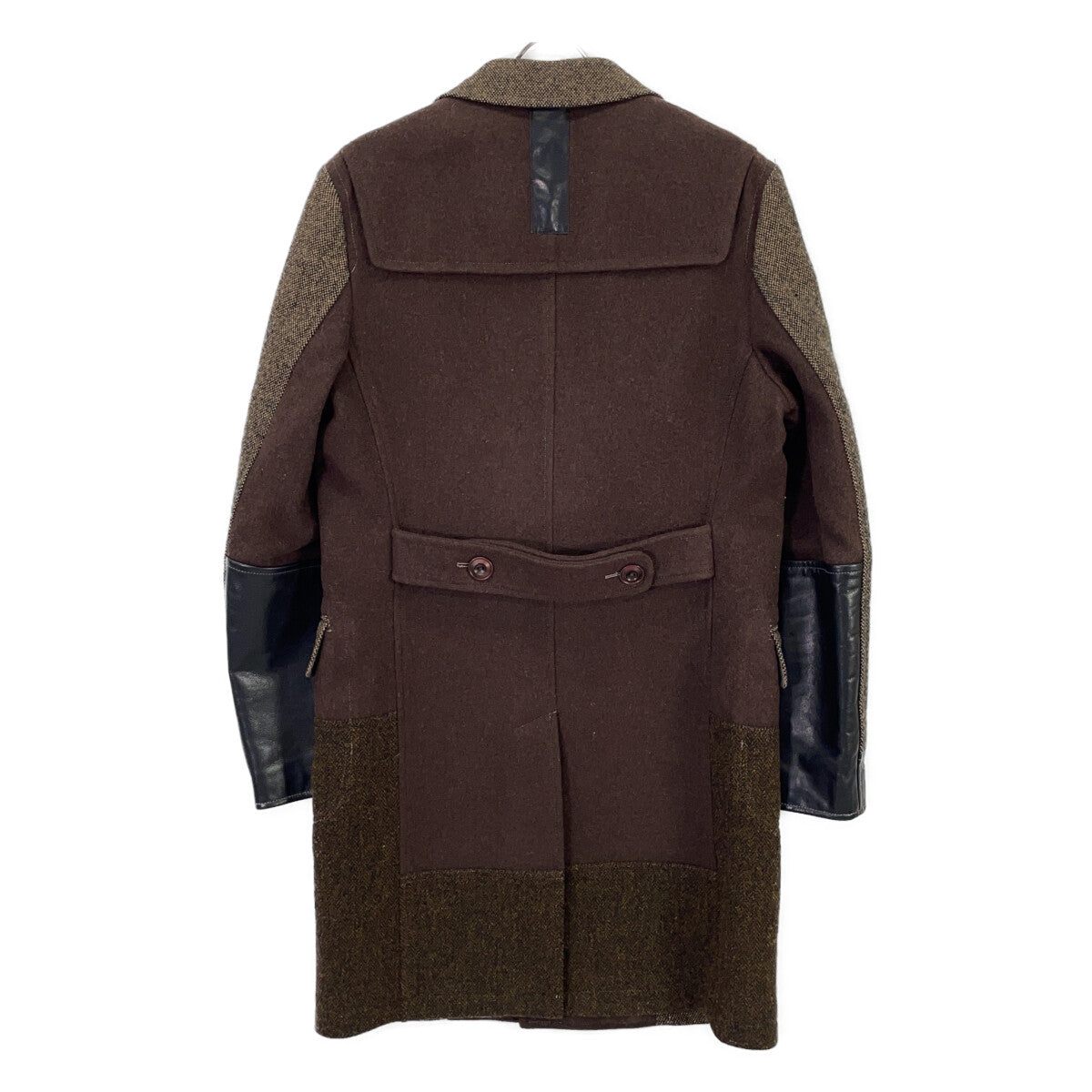JUNYA WATANABE MAN ジュンヤワタナベマン 19AW WD-C002 ブラウン ウール×レザー ツイード 3Bコート コート