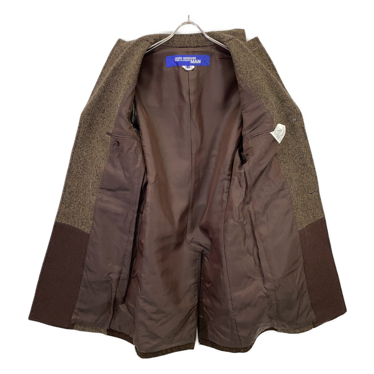 JUNYA WATANABE MAN ジュンヤワタナベマン 19AW WD-C002 ブラウン ウール×レザー ツイード 3Bコート コート