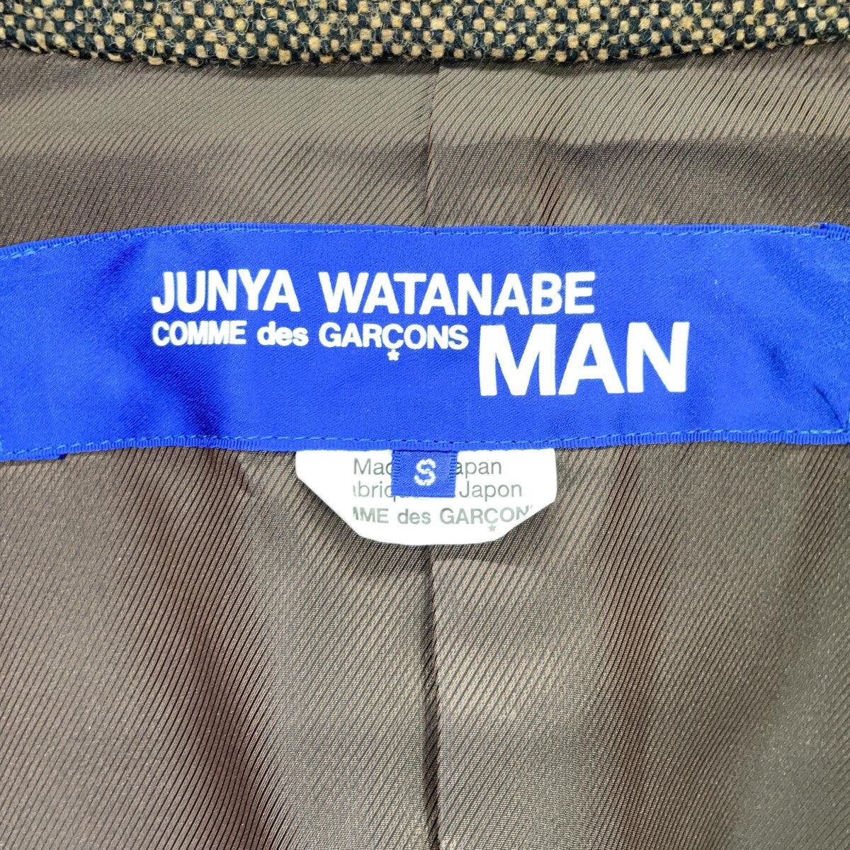 JUNYA WATANABE MAN ジュンヤワタナベマン 19AW WD-C002 ブラウン ウール×レザー ツイード 3Bコート コート