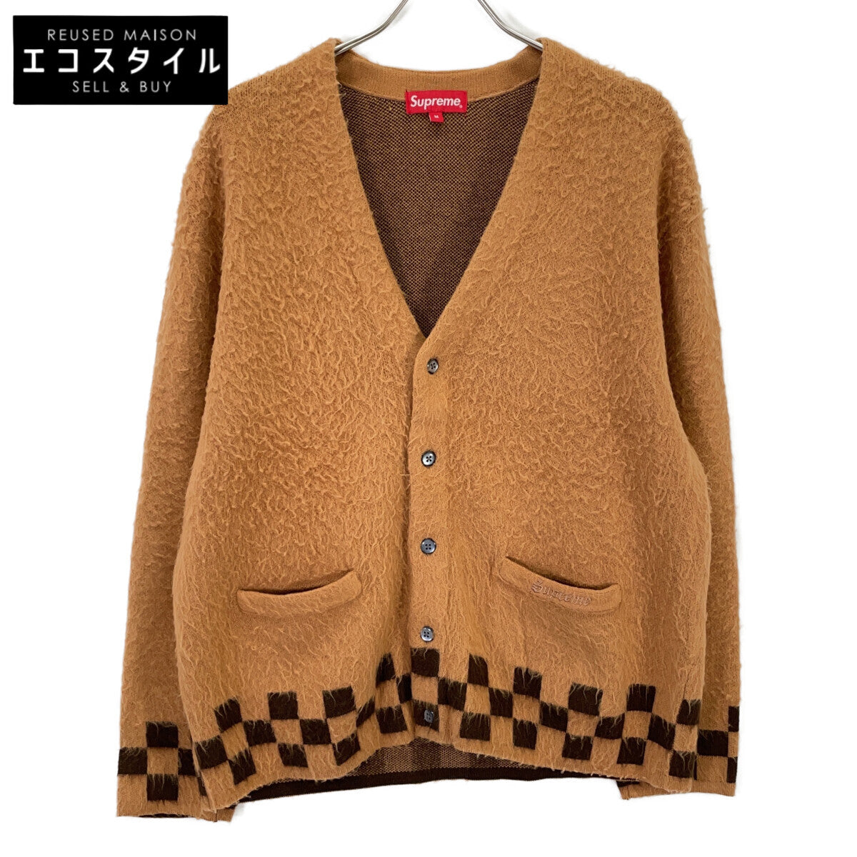 Supreme 21SS Brown Brushed Checkerboard Cardigan Top