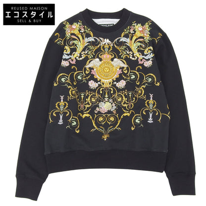 VERSACE JEANS ヴェルサーチジーンズ バロッコプリント スウェット コットン トップス レディース ブラック L トップス L