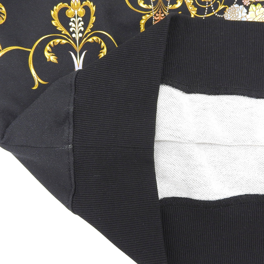 VERSACE JEANS ヴェルサーチジーンズ バロッコプリント スウェット コットン トップス レディース ブラック L トップス L