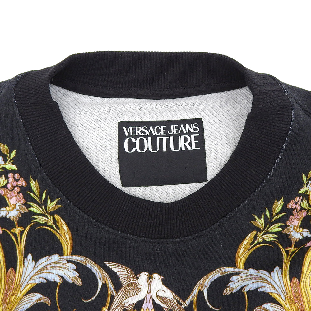 VERSACE JEANS ヴェルサーチジーンズ バロッコプリント スウェット コットン トップス レディース ブラック L トップス L