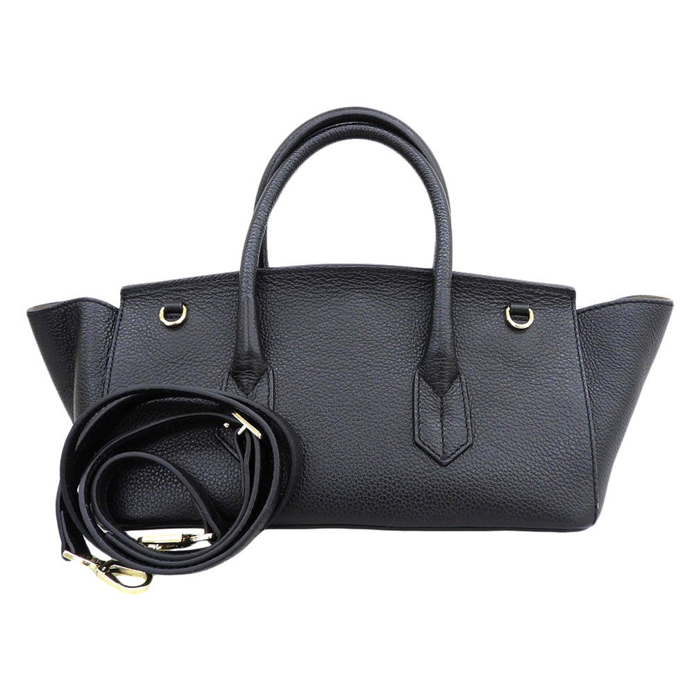 CHRISTIAN VILLA クリスチャンヴィラ 美品 レザー 2WAY ワイドハンドバッグ ショルダーバッグ レディース ブラック ハンドバッグ